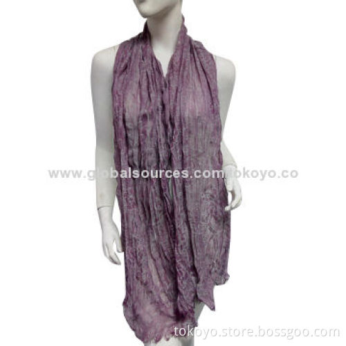 Jacquard scarf with floral pattern, viscose and modal, nice texture, sized 180*70+1.5cm self fringe
